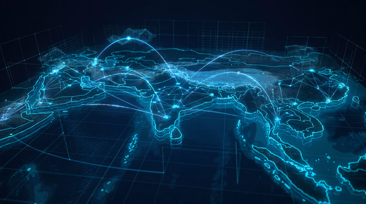 Simulated abstract smart-city intelligence map